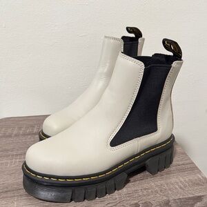 Dr. Martens Light Grey and Black Ankle Boots